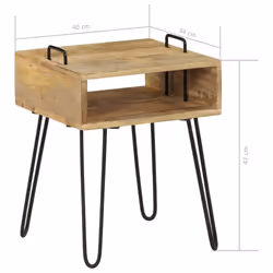 vidaXL Solid Mango Wood Bedside Table 40x34x47cm Bedroom Nightstand Furniture - Additional view 9