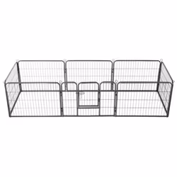 vidaXL Dog Playpen 8 Panels Steel 60x80cm Black Enclosure Run Cage Kennel