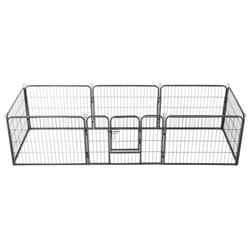 vidaXL Dog Playpen 8 Panels Steel 60x80cm Black Enclosure Run Cage Kennel