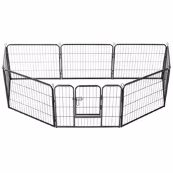 vidaXL Dog Playpen 8 Panels Steel 60x80cm Black Enclosure Run Cage Kennel