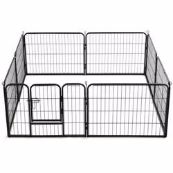 vidaXL Dog Playpen 8 Panels Steel 60x80cm Black Enclosure Run Cage Kennel - Additional view 5