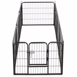 vidaXL Dog Playpen 8 Panels Steel 60x80cm Black Enclosure Run Cage Kennel - Additional view 6