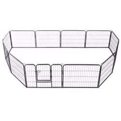 vidaXL Dog Playpen 12 Panels Steel 80x60cm Black Enclosure Run Cage Kennel - Additional view 2