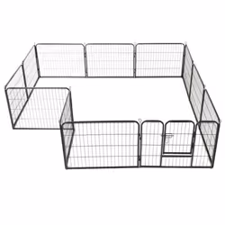 vidaXL Dog Playpen 12 Panels Steel 80x60cm Black Enclosure Run Cage Kennel - Additional view 3
