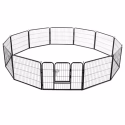 vidaXL Dog Playpen 12 Panels Steel 80x60cm Black Enclosure Run Cage Kennel - Additional view 4