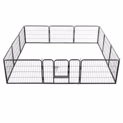 vidaXL Dog Playpen 12 Panels Steel 80x60cm Black Enclosure Run Cage Kennel - Additional view 5