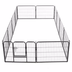 vidaXL Dog Playpen 12 Panels Steel 80x60cm Black Enclosure Run Cage Kennel - Additional view 6