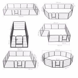 vidaXL Dog Playpen 12 Panels Steel 80x60cm Black Enclosure Run Cage Kennel - Additional view 8