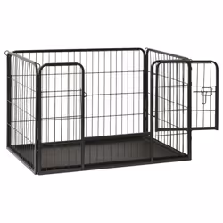 vidaXL Puppy Playpen Steel 91.5x59x61cm Pet Dog Kennel Fence Folding Enclosure - Additional view 2