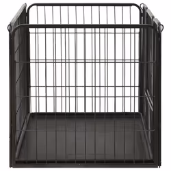 vidaXL Puppy Playpen Steel 91.5x59x61cm Pet Dog Kennel Fence Folding Enclosure - Additional view 3
