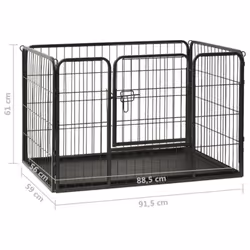 vidaXL Puppy Playpen Steel 91.5x59x61cm Pet Dog Kennel Fence Folding Enclosure - Additional view 7