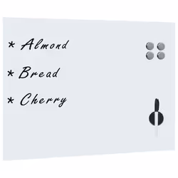 vidaXL Wall Mounted Magnetic Board Tempered Glass Dry Erase Writing Board - white, 80 x 60 cm