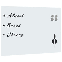 vidaXL Wall Mounted Magnetic Board Tempered Glass Dry Erase Writing Board - white, 80 x 60 cm