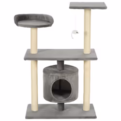 vidaXL Cat Tree with Sisal Scratching Posts 95cm Grey Kitten Playhouse Tower