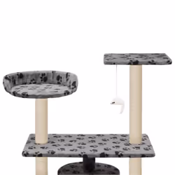 vidaXL Cat Tree with Sisal Scratching Posts 95cm Grey Paw Prints Playhouse