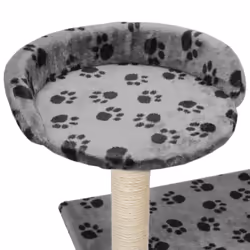 vidaXL Cat Tree with Sisal Scratching Posts 95cm Grey Paw Prints Playhouse - Additional view 4