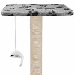 vidaXL Cat Tree with Sisal Scratching Posts 95cm Grey Paw Prints Playhouse - Additional view 5