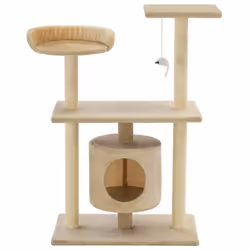vidaXL Cat Tree with Sisal Scratching Posts 95cm Beige Kitten Playhouse Tower - Additional view 4