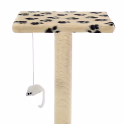 vidaXL Cat Tree with Sisal Scratching Posts 95cm Beige Paw Prints Playhouse - Additional view 5