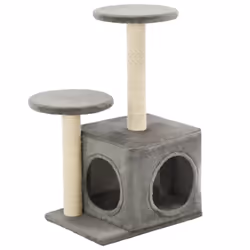vidaXL Cat Tree with Sisal Scratching Posts 60cm Grey Kitten Playhouse Tower