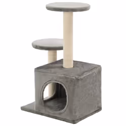vidaXL Cat Tree with Sisal Scratching Posts 60cm Grey Kitten Playhouse Tower - Additional view 4