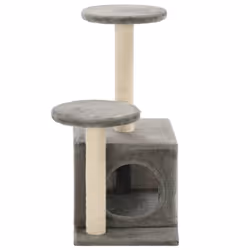 vidaXL Cat Tree with Sisal Scratching Posts 60cm Grey Kitten Playhouse Tower - Additional view 5