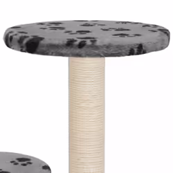 vidaXL Cat Tree with Sisal Scratching Posts 60cm Grey Paw Prints Playhouse - Additional view 5