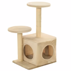 vidaXL Cat Tree with Sisal Scratching Posts 60cm Beige Kitten Playhouse Tower