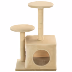 vidaXL Cat Tree with Sisal Scratching Posts 60cm Beige Kitten Playhouse Tower