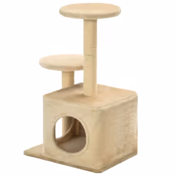 vidaXL Cat Tree with Sisal Scratching Posts 60cm Beige Kitten Playhouse Tower - Additional view 4