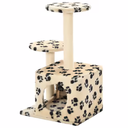 vidaXL Cat Tree with Sisal Scratching Posts 60cm Beige Paw Prints Kitten Tower