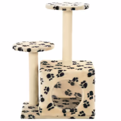 vidaXL Cat Tree with Sisal Scratching Posts 60cm Beige Paw Prints Kitten Tower