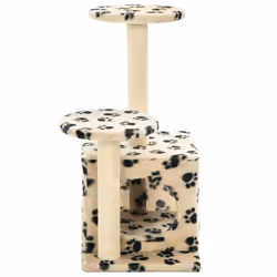 vidaXL Cat Tree with Sisal Scratching Posts 60cm Beige Paw Prints Kitten Tower - Additional view 4