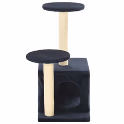 vidaXL Cat Tree with Sisal Scratching Posts 60cm Dark Blue Kitten Playhouse - Additional view 4