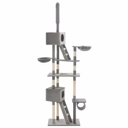 vidaXL Cat Tree with Sisal Scratching Posts 230-260cm Grey Kitty Play Centre