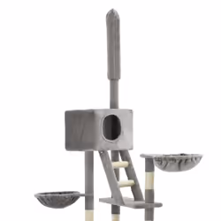 vidaXL Cat Tree with Sisal Scratching Posts 230-260cm Grey Kitty Play Centre