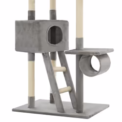 vidaXL Cat Tree with Sisal Scratching Posts 230-260cm Grey Kitty Play Centre - Additional view 5