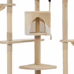 vidaXL Cat Tree with Sisal Scratching Posts 203cm Beige and White Playhouse - Additional view 4