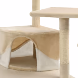vidaXL Cat Tree with Sisal Scratching Posts 203cm Beige and White Playhouse - Additional view 5
