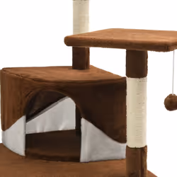 vidaXL Cat Tree with Sisal Scratching Posts 203cm Brown and White Playhouse - Additional view 5
