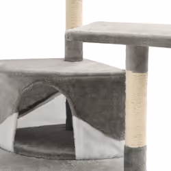 vidaXL Cat Tree with Sisal Scratching Posts 203cm Grey and White Playhouse - Additional view 5