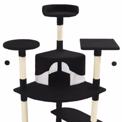vidaXL Cat Tree with Sisal Scratching Posts 203cm Black and White Playhouse - Additional view 3