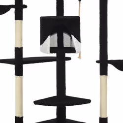 vidaXL Cat Tree with Sisal Scratching Posts 203cm Black and White Playhouse - Additional view 4