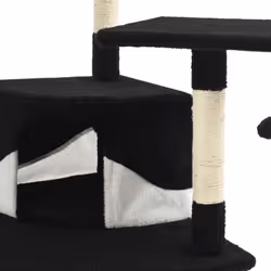 vidaXL Cat Tree with Sisal Scratching Posts 203cm Black and White Playhouse - Additional view 5