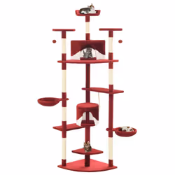 vidaXL Cat Tree with Sisal Scratching Posts 203cm Red and White Playhouse