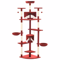 vidaXL Cat Tree with Sisal Scratching Posts 203cm Red and White Playhouse