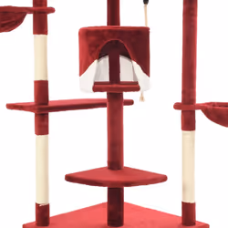 vidaXL Cat Tree with Sisal Scratching Posts 203cm Red and White Playhouse - Additional view 5