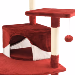vidaXL Cat Tree with Sisal Scratching Posts 203cm Red and White Playhouse - Additional view 6