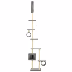 vidaXL Cat Tree with Sisal Scratching Posts 260cm Grey Kitten Playhouse Tower - Additional view 2