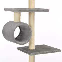 vidaXL Cat Tree with Sisal Scratching Posts 260cm Grey Kitten Playhouse Tower - Additional view 4